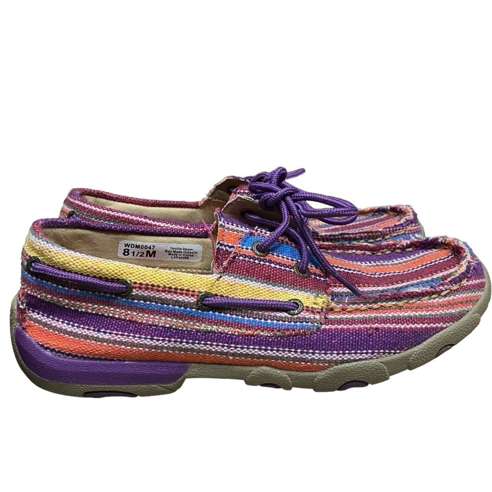 Twisted X Purple Multi Color Serape Canvas Moccasin Shoe Size 8.5 Aztec
